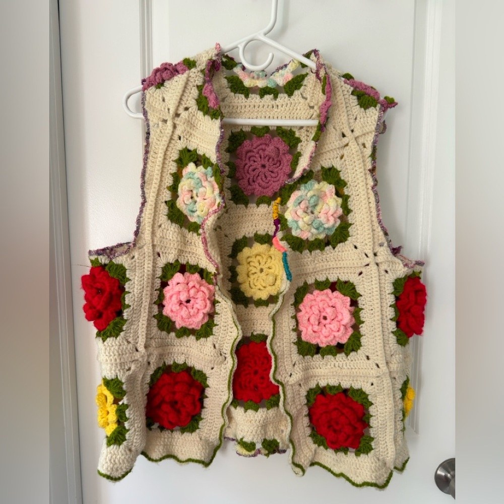 Vintage Cottagecore Knitted Blanket Vest